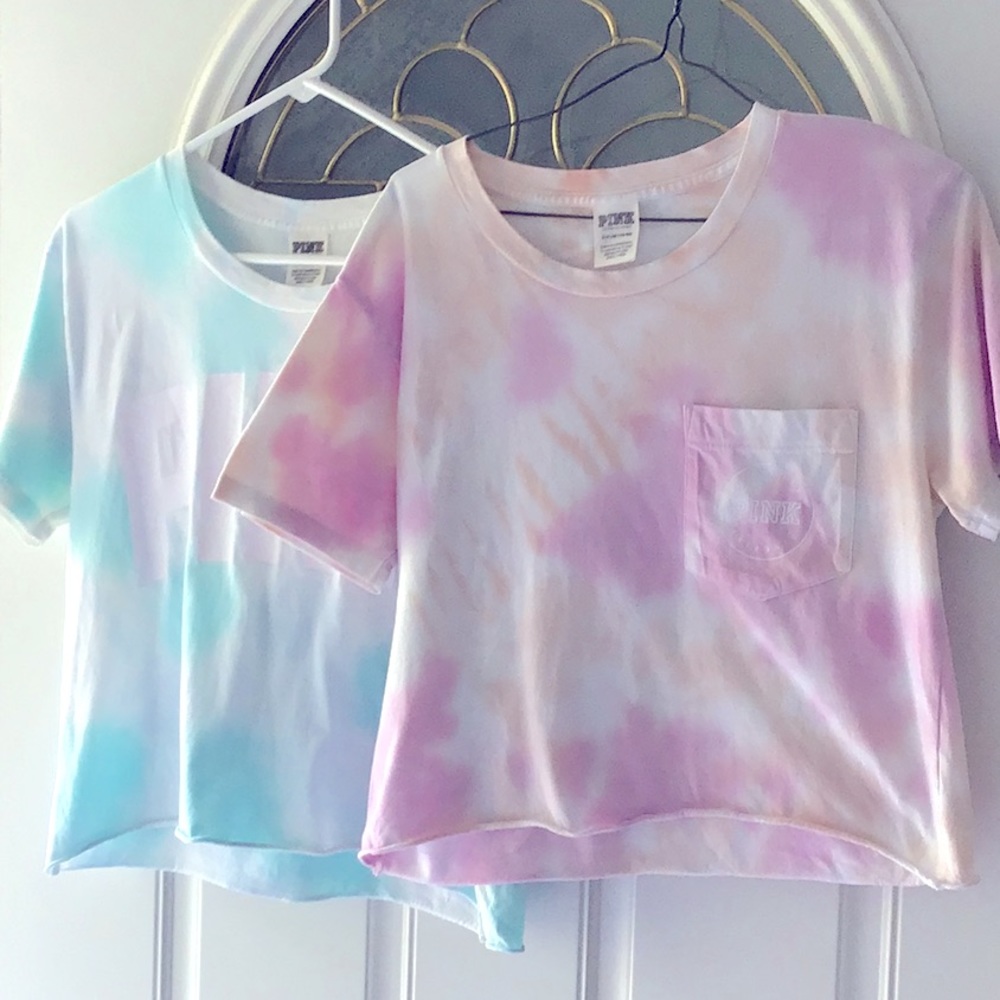 Pink Victoria Secret Tie dyed Crop Shirt  size S